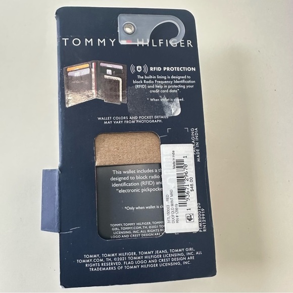 4/$25**NEW Men’s Tommy Hilfiger Red Leather RFID Wallet - Picture 4 of 5